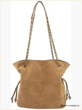 Faux Suede Hobo Shoulder Bag Large Tote Handbag Chain Strap